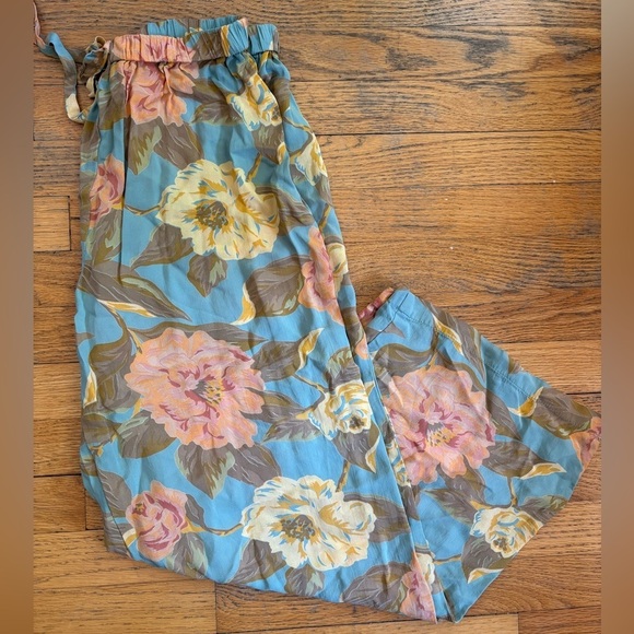 Carole Little Pants - 90s Vintage Floral Print Drawstring Pant By Carole Little